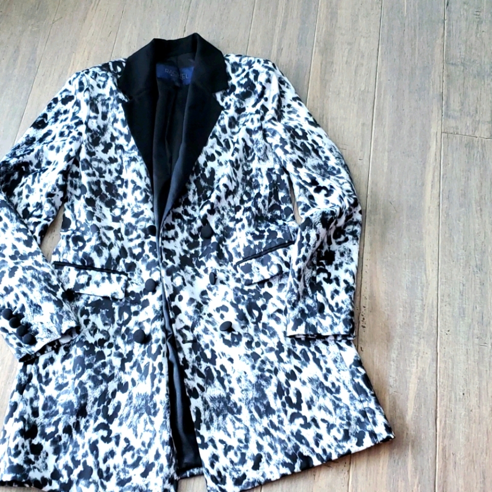 RACHEL Rachel Roy Black and White Animal Print Blazer